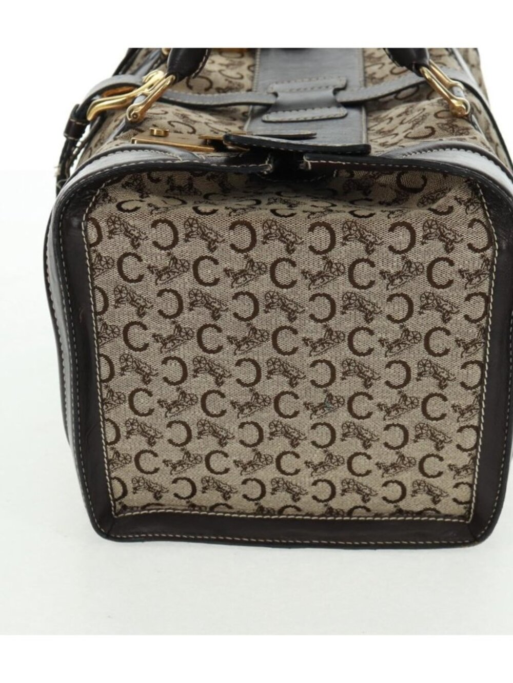 CELINE C Sulky Boston Bag Canvas Brown Gold - Picture 3 of 16